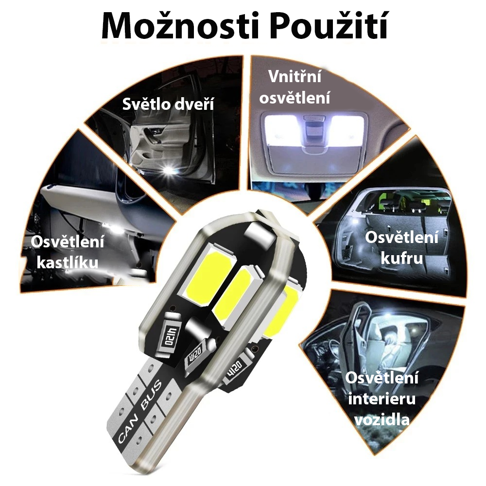 LED AUTO ŽÁROVKA T10-5730-8SMD