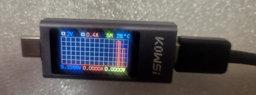 USB meric napeti a proudu KWS‑2303C USB‑C vykon kapacita nahled displeje mody 001