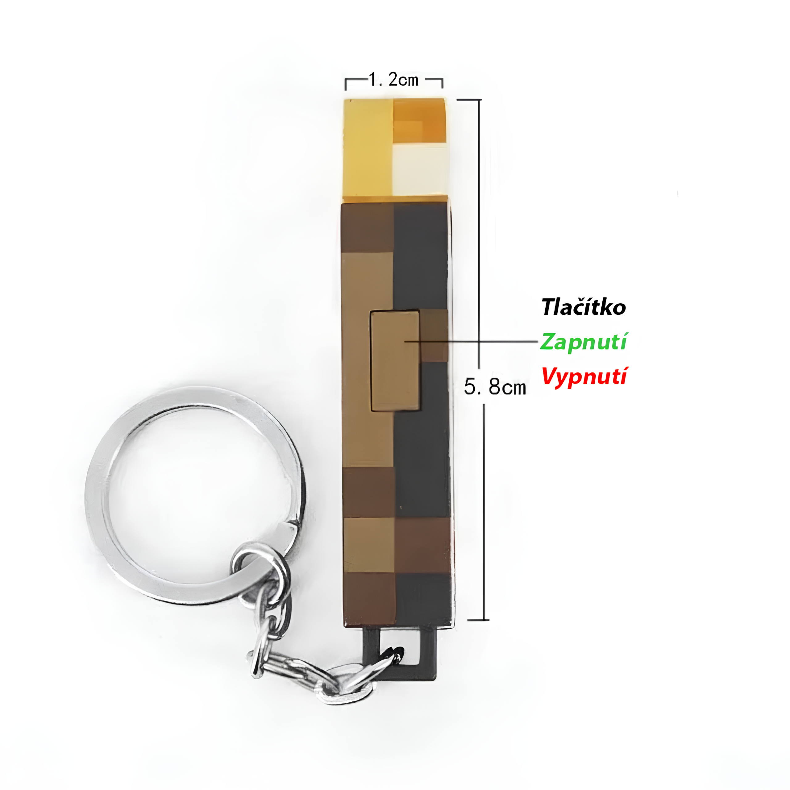Minecraft - 3D Torch - svítící přívěsek na klíče